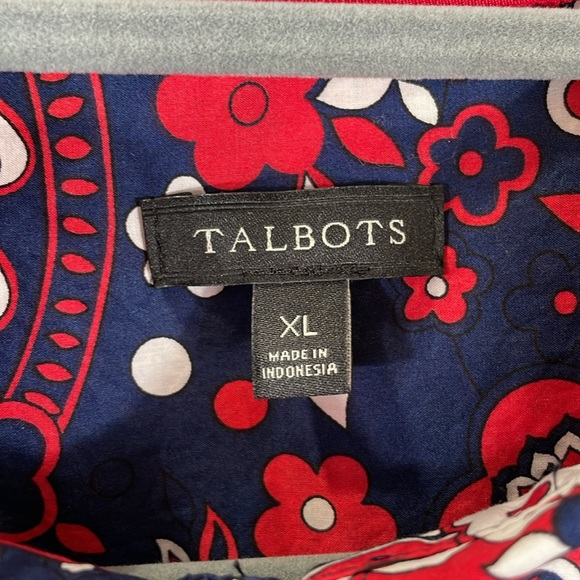Talbots Long Sleeve Button Down Shirt XL Colorful Print 100% Cotton EUC - Picture 3 of 10